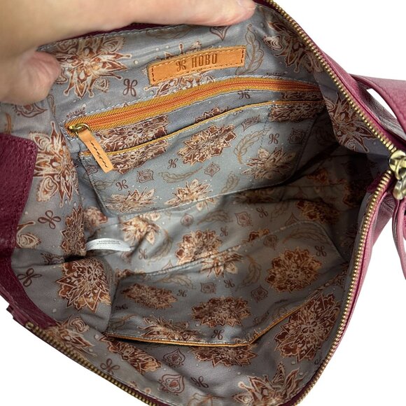 HOBO International Slouchy Shoulder Bag Studded Tassels Merlot Wine Burgundy - Picture 7 of 11